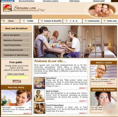 Bed breakfast website for sale + adsense