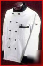 New lot of 5 black trim chef coats sm- xl best price 