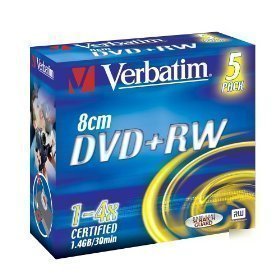 Verbatim 43565 8CM dvd+rw 4X 1.4GB pack 5 in jewel case