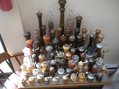 Large pepper mill collection, peppermills sea saltmills