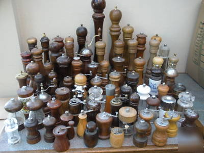 Large pepper mill collection, peppermills sea saltmills