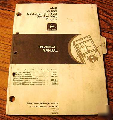 John deere 744H loader engine o&t technical manual jd