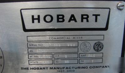 Hobart M802 80 quart mixer with ss bowl & hd whip