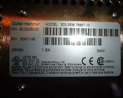 Minster cutler hammer 300-2636 7585T-10 touch panel 