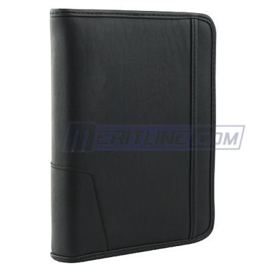 Deluxe 3-ring binder organizer in black pvc leather