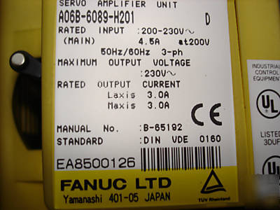 Fanuc servo amplifier units (10) available 