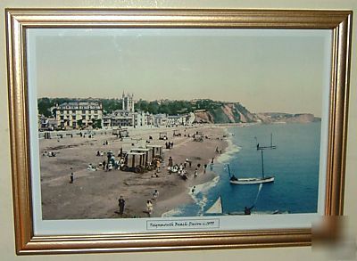 Teignmouth beach devon stylish framed victorian picture
