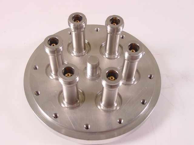 Stainless steel vacuum cap 6-coaxial feed throughs sma