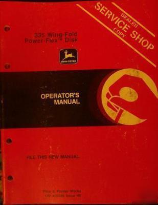 John deere 335 wing-fold disc harrow operator's manual