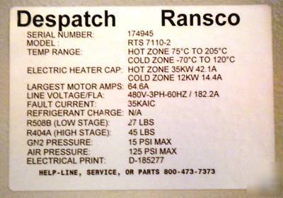 Despatch low/hi temp environmental shock test chamber