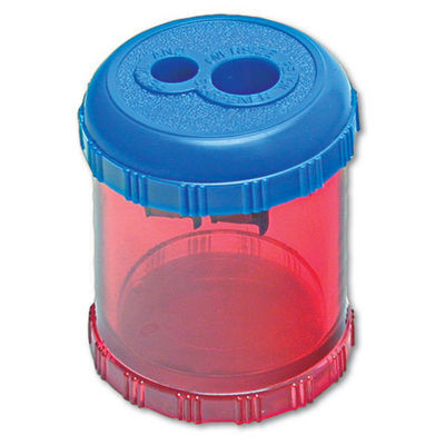 Handheld manual pencil & crayon sharpener two-ports