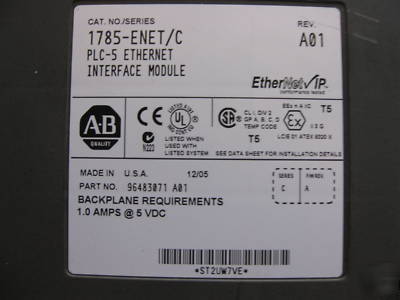 Allen bradley plc-5/60B/e w/ 1785-enet/c, excellent 