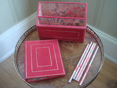 Caspari neiman marcus red stationery box address book +