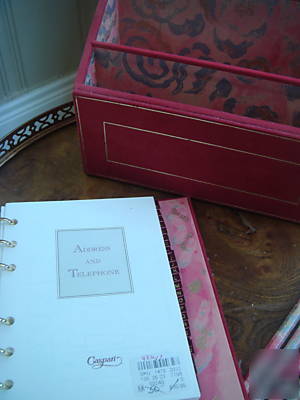Caspari neiman marcus red stationery box address book +
