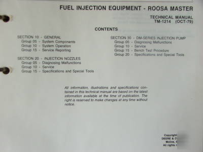 John deere roosa master fuel injection tech manual