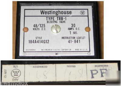 Westinghouse type trb-1 blocking valve style 184A414G12