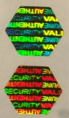100 holographic security hexagon hologram label te