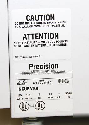 Precision 51221087 bench top incubator