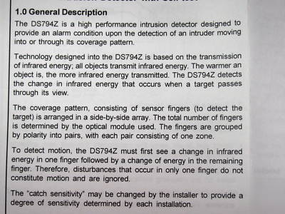 Detection system DS794Z long range pir motion 32342D