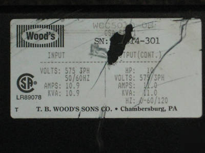 Wood e-trac ac inverter variable speed WCC5010-0B 10 hp