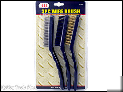 3PC wire brush set stainless/ nylon/ brass