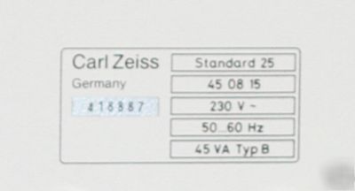 Carl zeiss standard 25 microscope with objectives