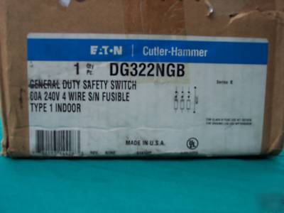 Cutler-hammer DG322NGB 60A safety switch type 1 indoor