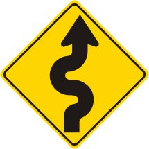 3M reflective winding road right street warning sign