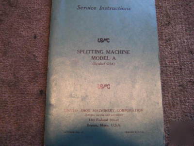 Usmc splitting machine model a service book