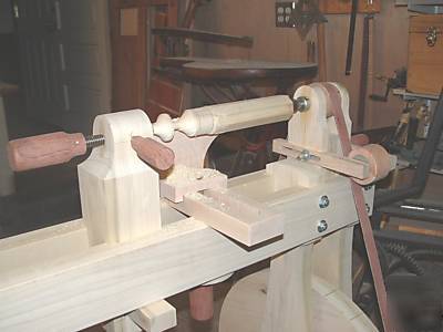 Woodworkers treadle lathe, woodbodied and foot operated