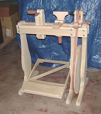 Woodworkers treadle lathe, woodbodied and foot operated