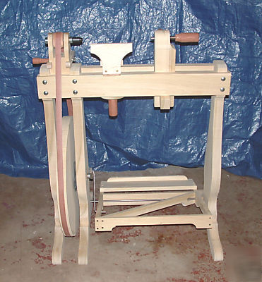 Woodworkers treadle lathe, woodbodied and foot operated