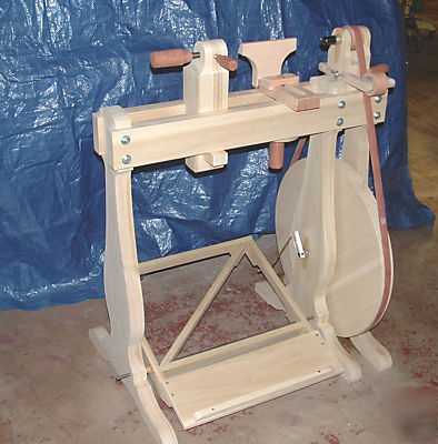 Woodworkers treadle lathe, woodbodied and foot operated