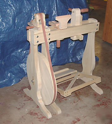 Woodworkers treadle lathe, woodbodied and foot operated