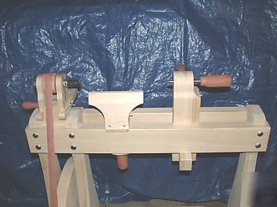 Woodworkers treadle lathe, woodbodied and foot operated