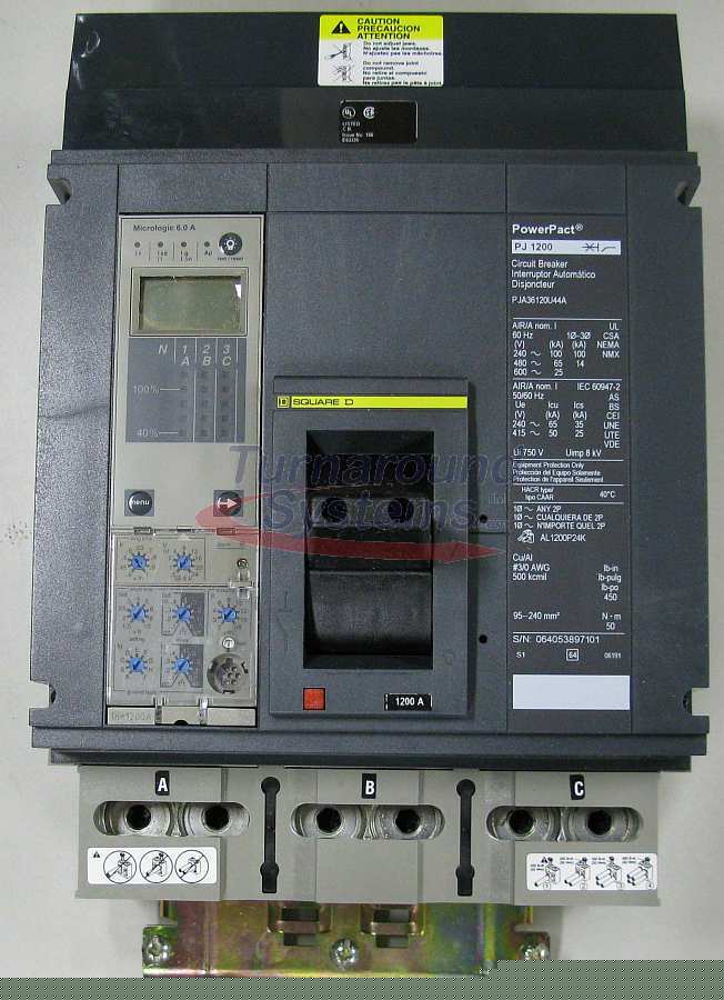 New square d PJA36120U44A circuit breaker, 1200 amp, 