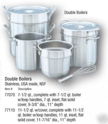 Vollrath 77070 7 quart double boiler with lid