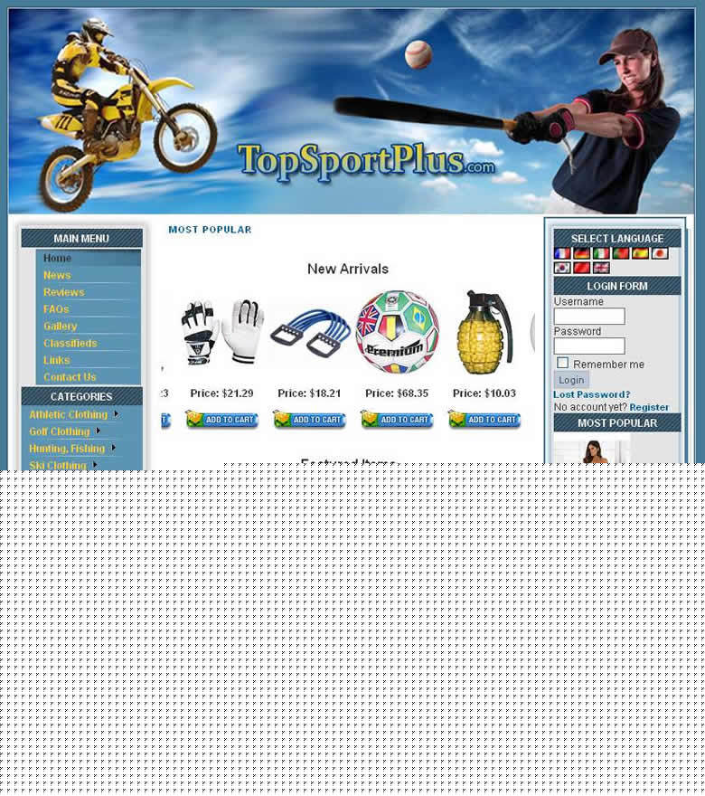 Established sport products business website for sale