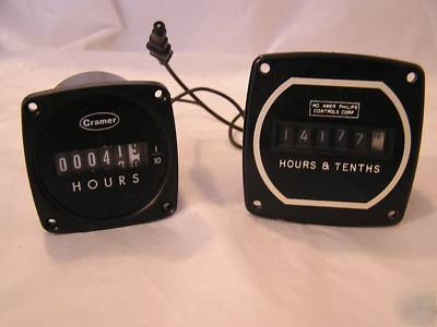 Mil-spec surplus lot of 2 elapsed time meters hourmeter