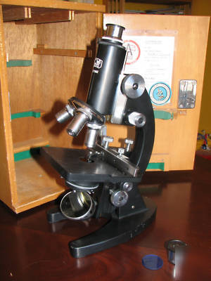 Kyowa monocular microscope with accessories, 1957