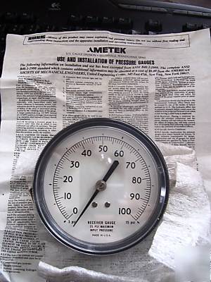 Metek 3-3/4 '' receiver gauge 25PSI max no 