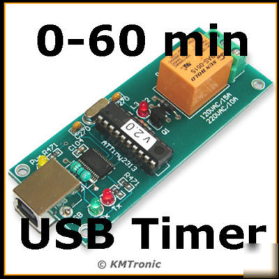 Usb pc timer 1 sec - 60 min. relay 220VAC 10AMP