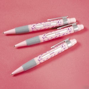 2 pink ribbon breast cancer awareness message pens