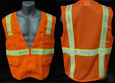 Hi-viz org muli-pocket solid non-ani safety vest-3XL