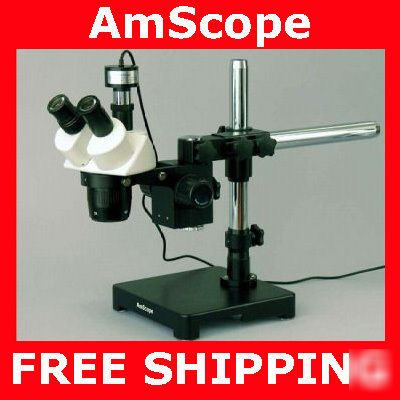 5X-10X-15X-30X coin stereo microscope boom light camera