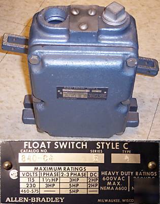 Allen bradley float switch cat# 840-C4 series b type 4