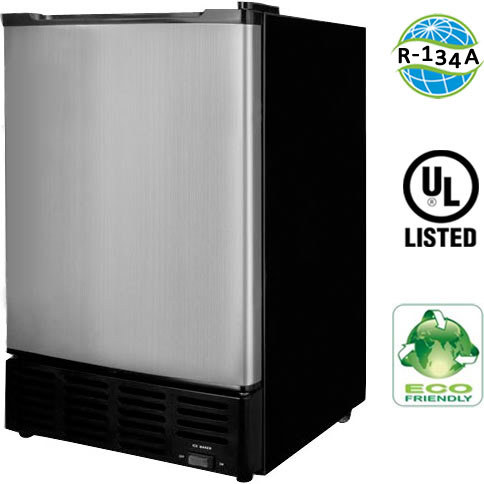 Built in, undercounter stainless steel ice cube machine