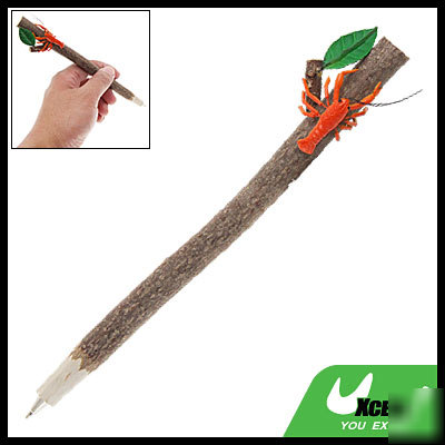 Writing black ink wooden branch lobster shape ball pen