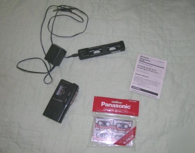 Sony v-o-r microcassette recorder w charger and tapes
