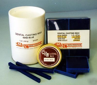 Dental casting inlay wax - 60/60 blue- 2 oz tin